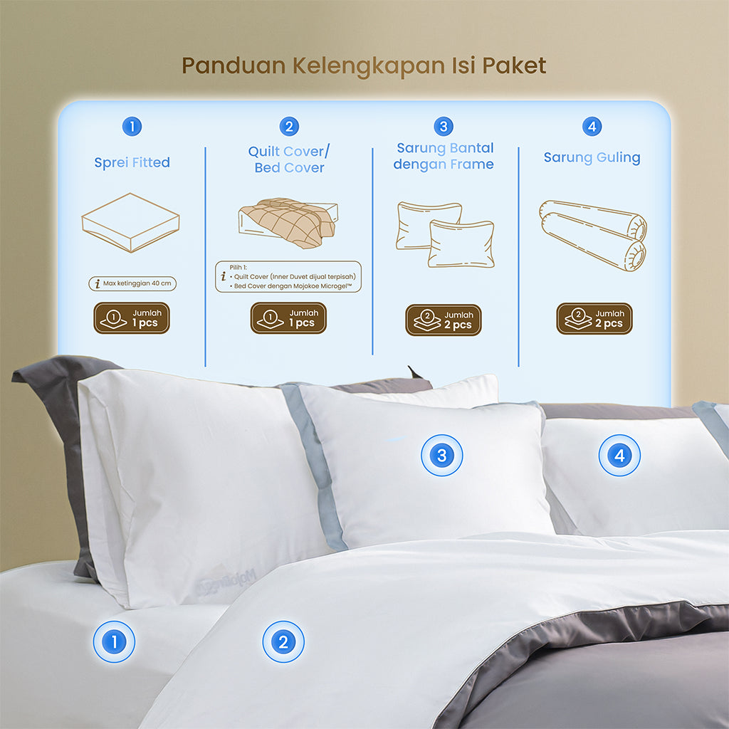 MOJOKOE Sprei Bedcover Organic Egyptian Cotton 1000 Thread Count Bedding