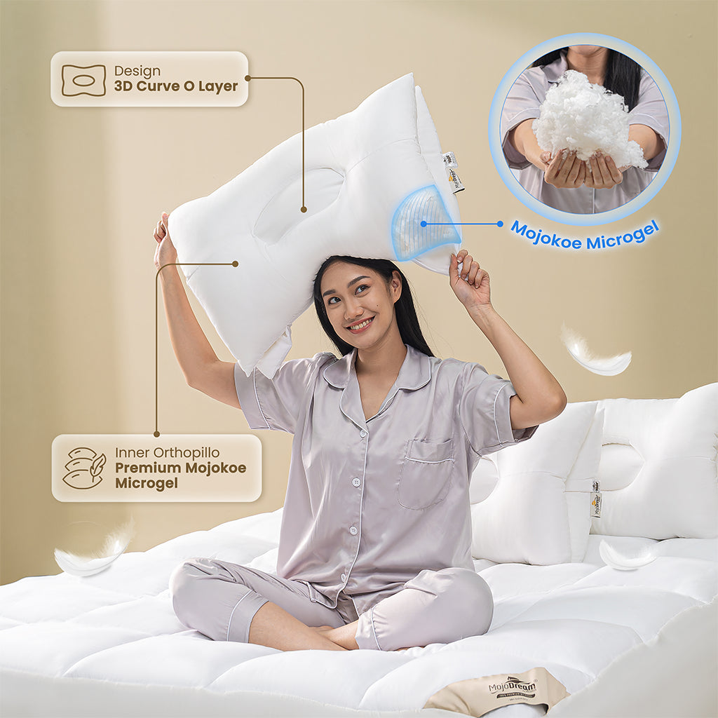 MOJOKOE OrthoPillo 3D Dual Layer | 100% Premium Microgel | Bantal Orthopedic Contour Pillow