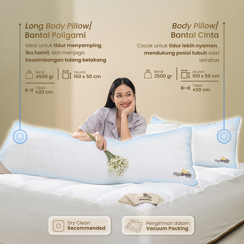 MOJOKOE Luxury Long Body Pillow / Bantal Jumbo Panjang | 100% Microgel