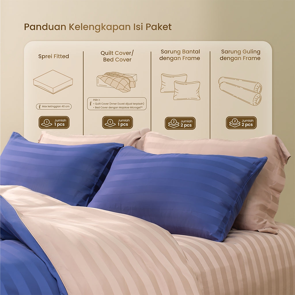 MOJOKOE Sprei Bedcover Organic Lyocell Tencel Dobby Stripes Bedding