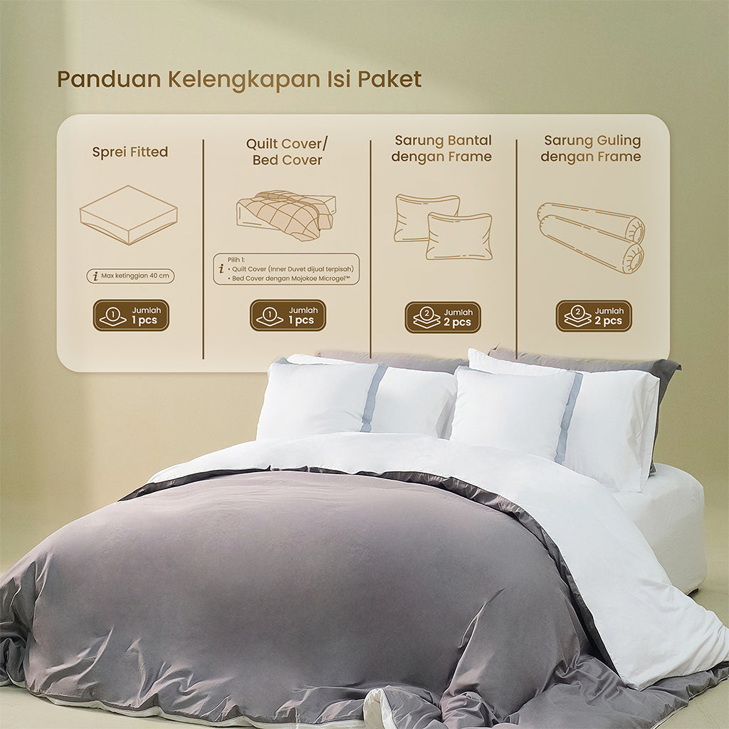 MOJOKOE Sprei Bedcover Organic Lyocell Solid Tencel 80s Bedding