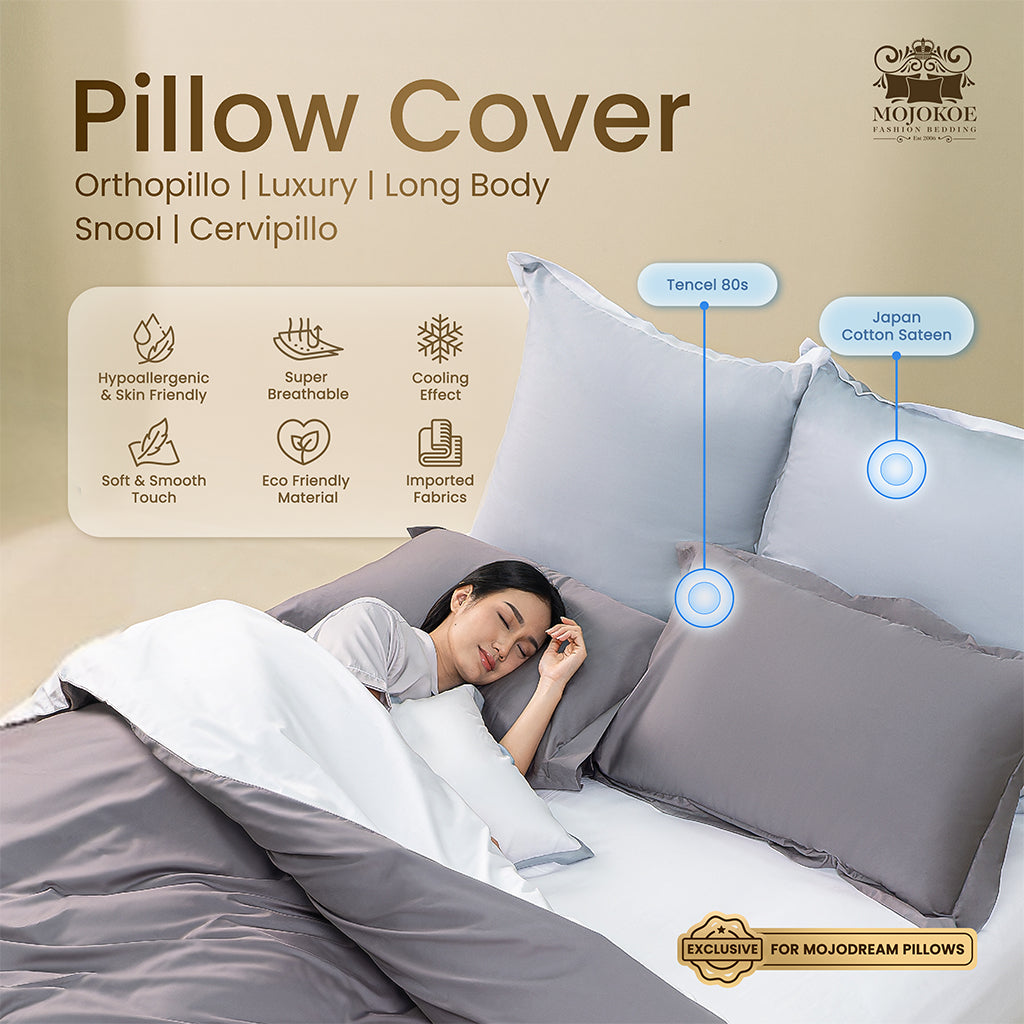 MOJOKOE Cover Pillow & Bolster | Sarung Guling & Bantal | Tencel & Japan Cotton Sateen