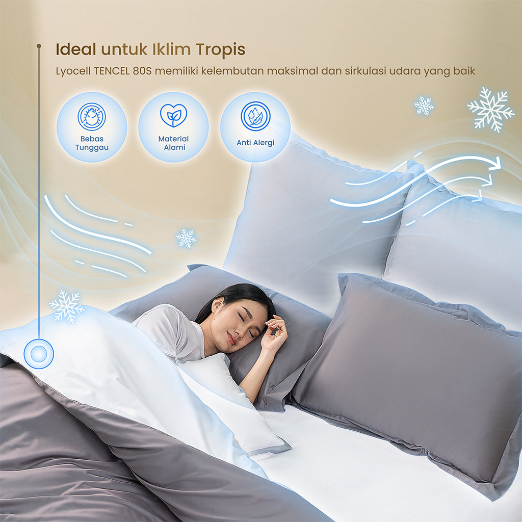 MOJOKOE Sprei Bedcover Organic Lyocell Solid Tencel 80s Bedding