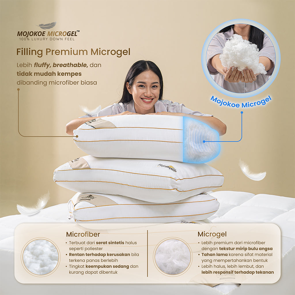 MOJOKOE Luxury Hotel Pillow / Bantal Hotel | 100% Microgel by MojoDream