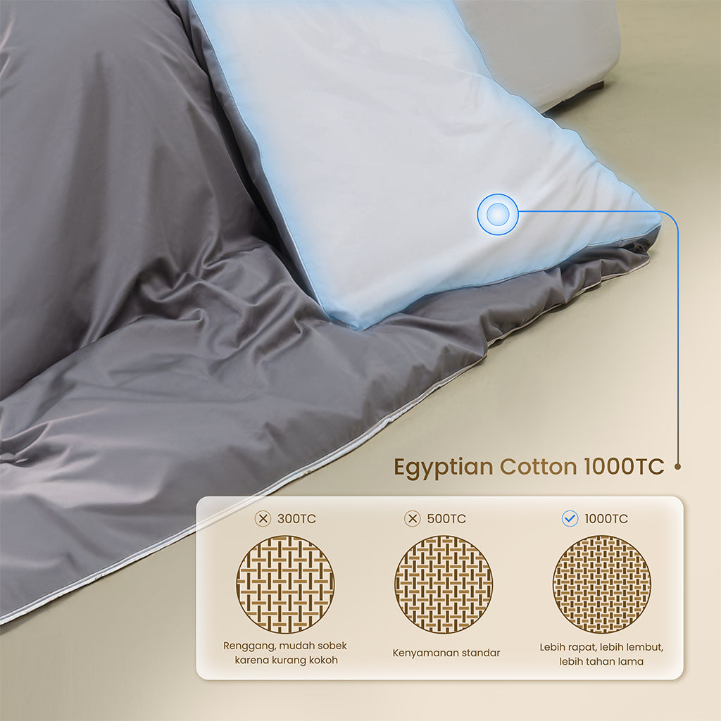 MOJOKOE Sprei Bedcover Organic Egyptian Cotton 1000 Thread Count Bedding