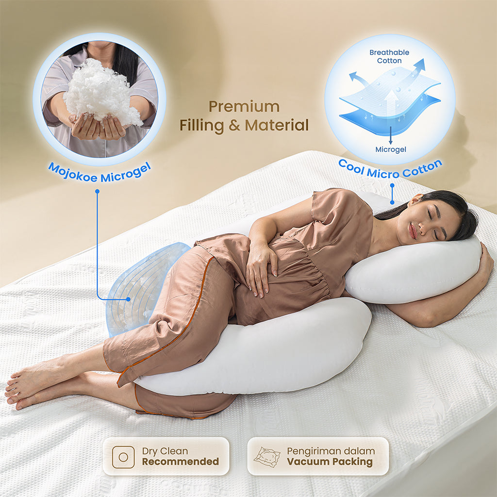 MOJOKOE Premium Maternity Body Pillow | 100% Microgel Bantal Hamil MojoDream