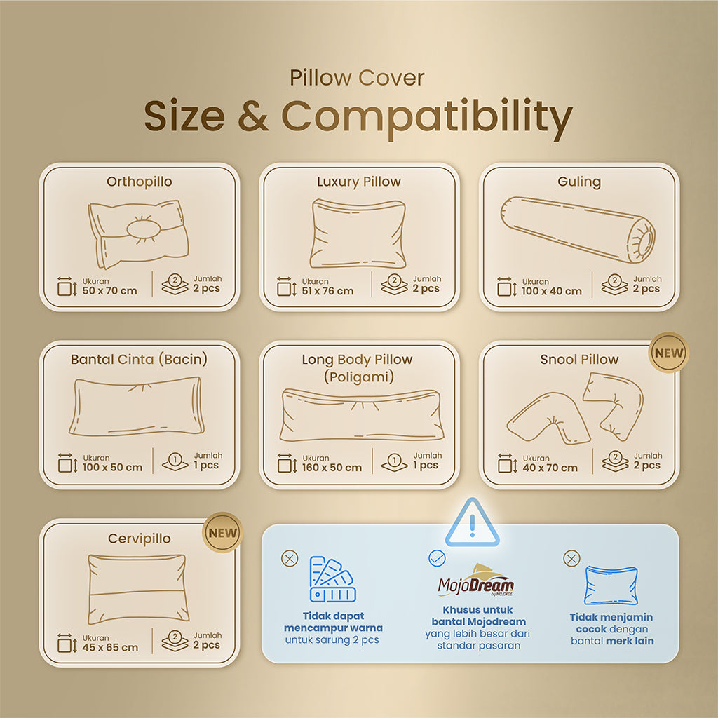 MOJOKOE Cover Pillow & Bolster | Sarung Guling & Bantal | Tencel & Japan Cotton Sateen