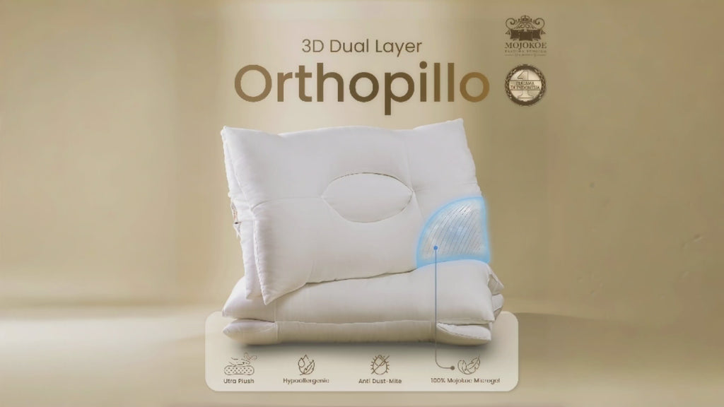 MOJOKOE OrthoPillo 3D Dual Layer | 100% Premium Microgel | Bantal Orthopedic Contour Pillow