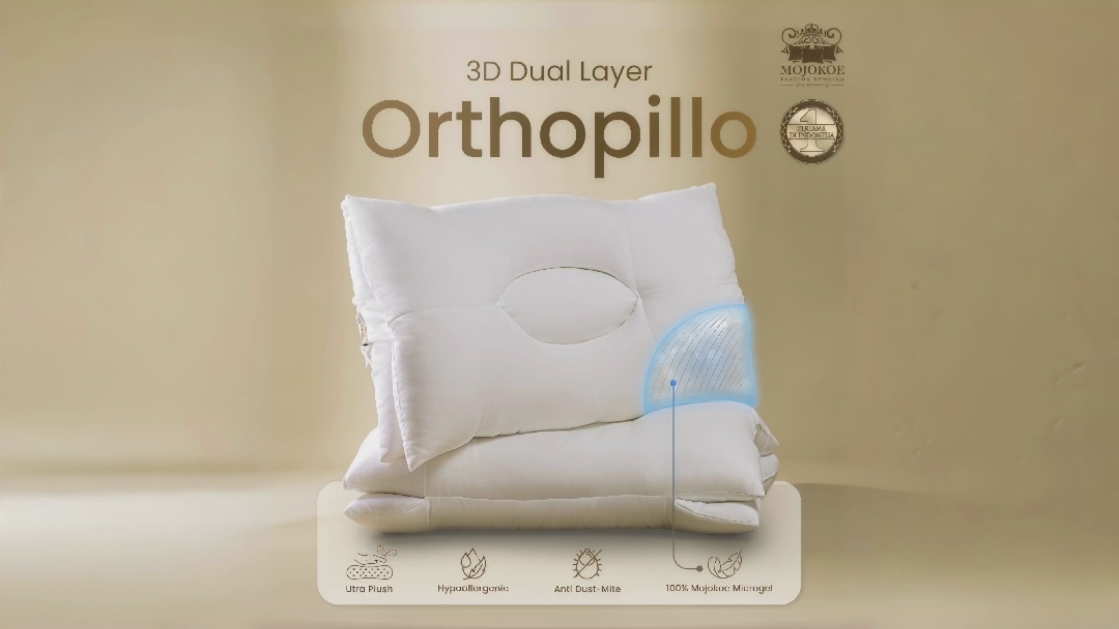 MOJOKOE OrthoPillo 3D Dual Layer | 100% Premium Microgel | Bantal Orthopedic Contour Pillow