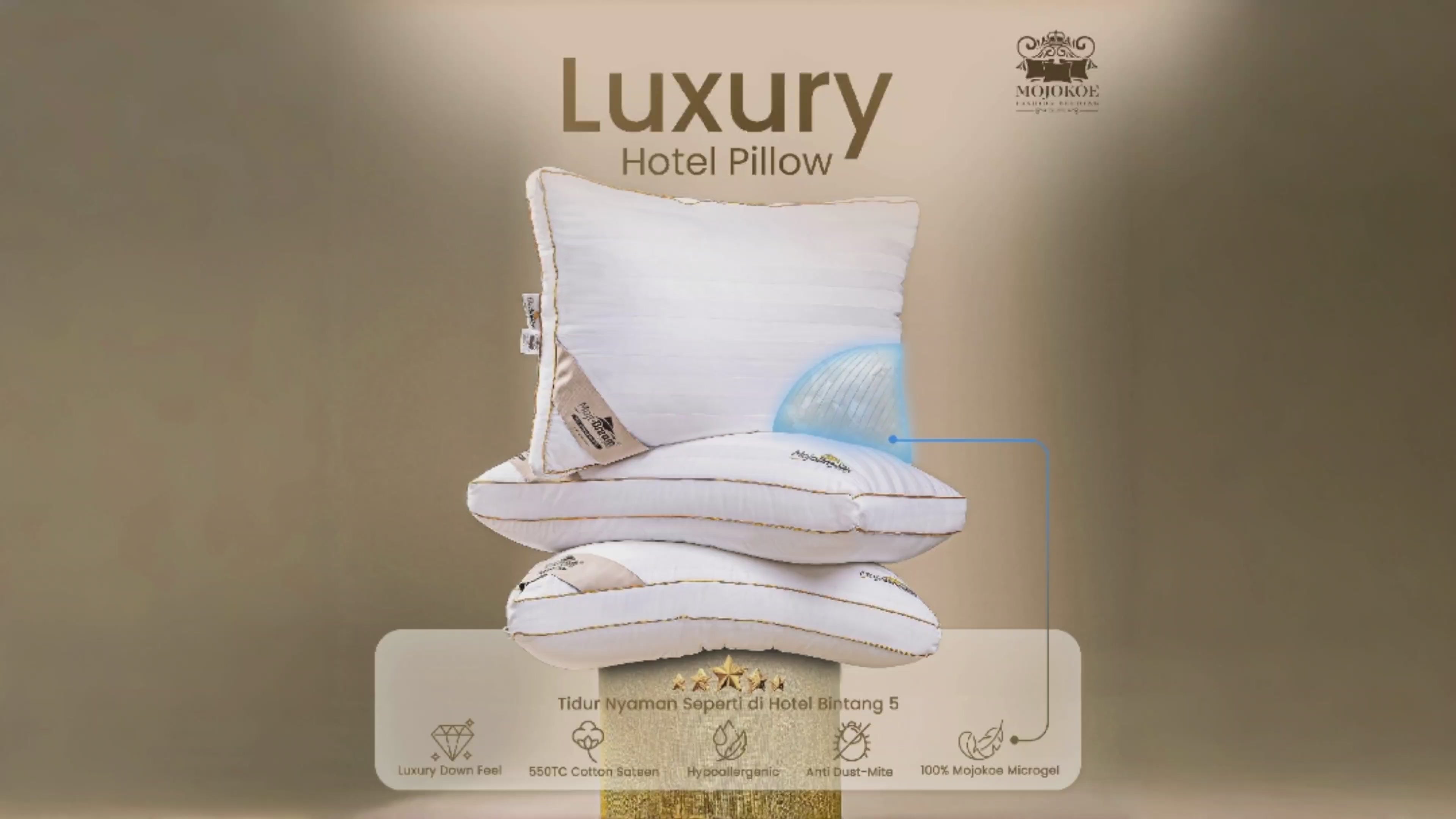 MOJOKOE Luxury Hotel Pillow / Bantal Hotel | 100% Microgel by MojoDream